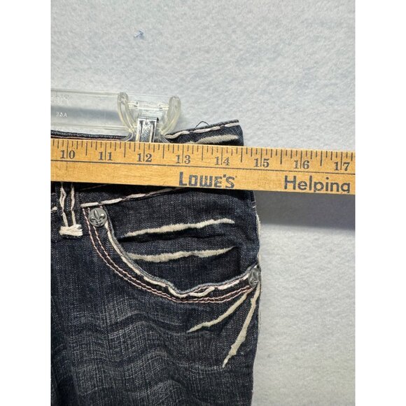 Laguna Beach Jean Co. Fleur De Lis Button Distressed Dark Wash Denim Jeans 27 - Picture 8 of 14